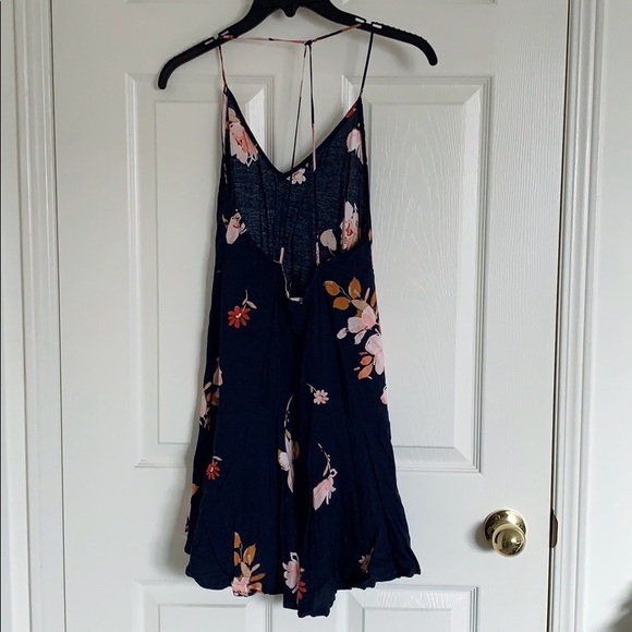 Floral Navy Strappy Open Back Dress - Picture 3 of 8